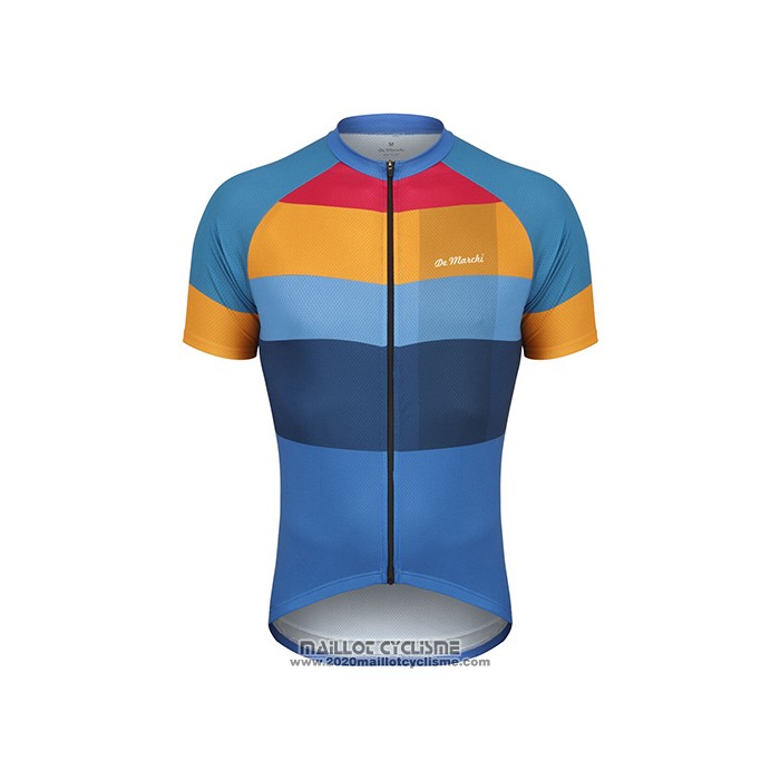 2021 Maillot Cyclisme de Marchi Jaune Bleu Manches Courtes et Cuissard
